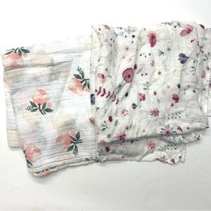 Little Unicorn Floral Garden Print Muslin Swaddle Blankets Bundle Set of 2